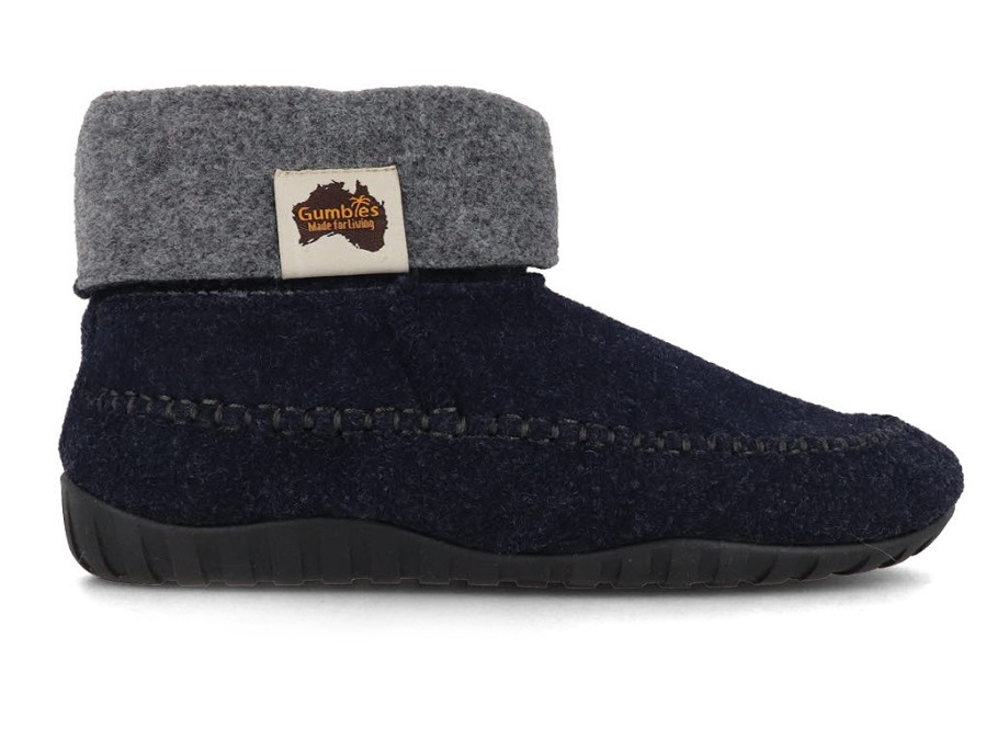 Women GUMBIES Australian Shoes | Gumbies Slipper Boots 'Thredbo', Navy-Grey