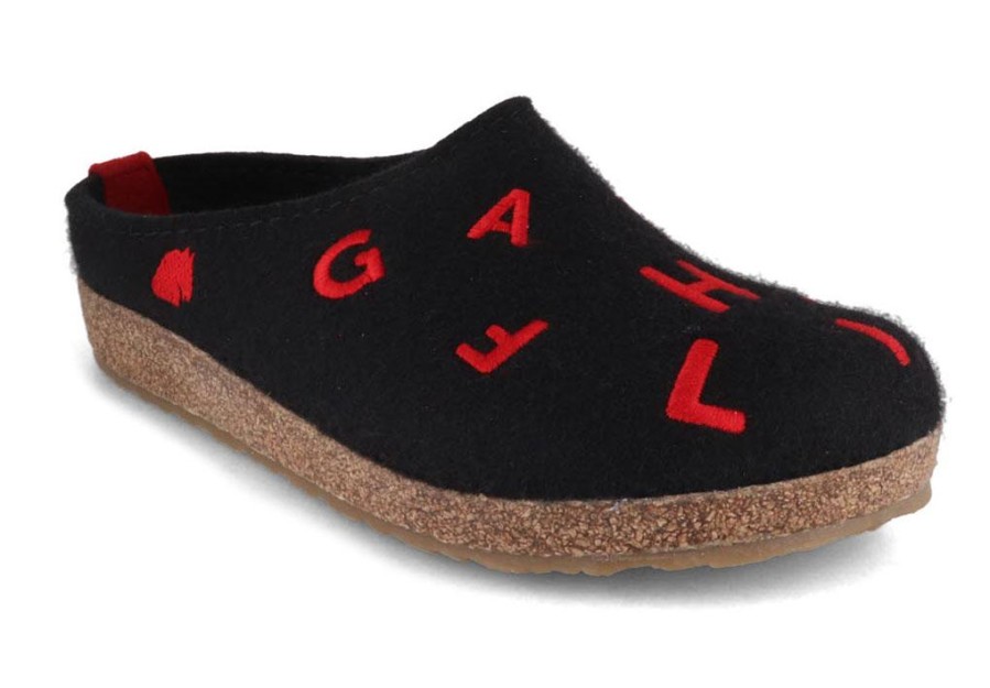 Haflinger Slippers Haflinger | Haflinger Women Clogs 'Grizzly Letter', Black