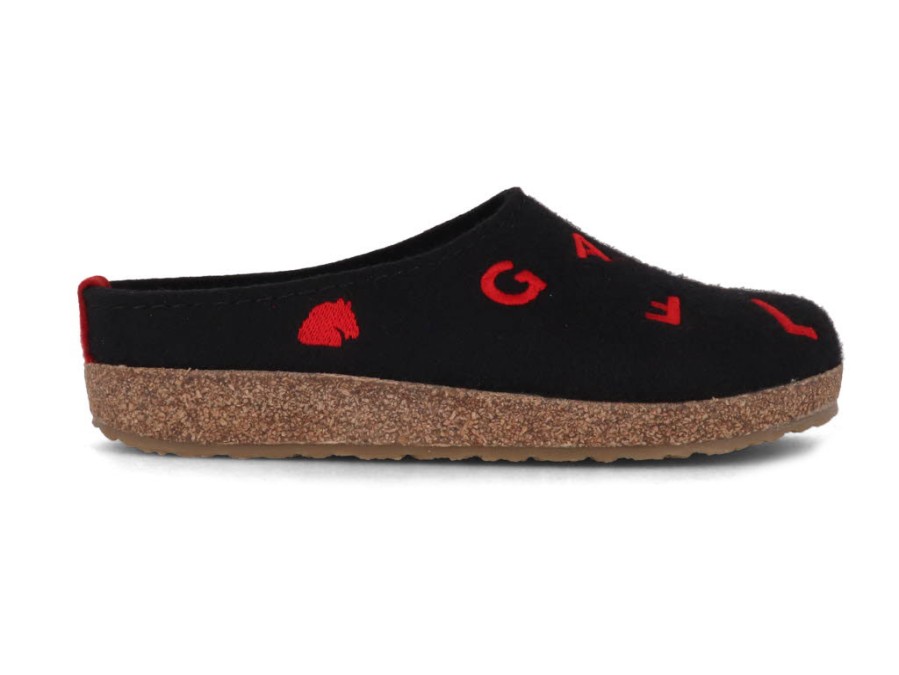 Haflinger Slippers Haflinger | Haflinger Women Clogs 'Grizzly Letter', Black