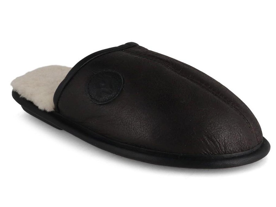 Girls Lammbock® Shearling Slippers | Lammbock® Men'S Shearling Slippers 'Ramsey', Dark Brown