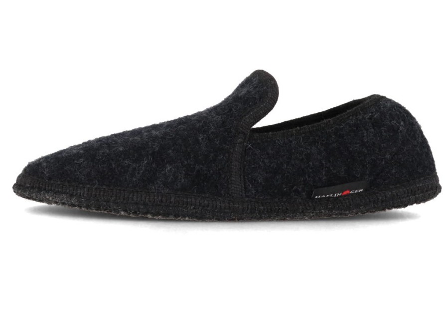 Men Haflinger | Haflinger Women Men Closed Heel Boiled Wool Slippers 'Loafer', Graphite