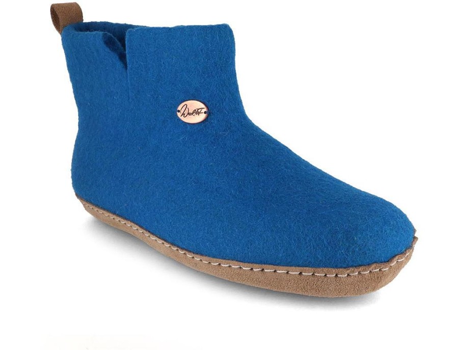 Women WoolFit | Woolfit® Ankle High Felt Boots Slippers | Yeti, Blue