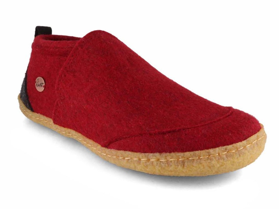 Women WoolFit | Woolfit® Office Slippers Taiga With Rubber Sole, Dark Red