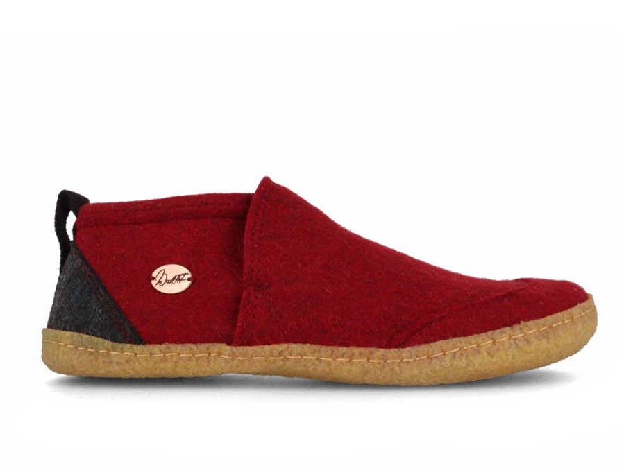 Women WoolFit | Woolfit® Office Slippers Taiga With Rubber Sole, Dark Red