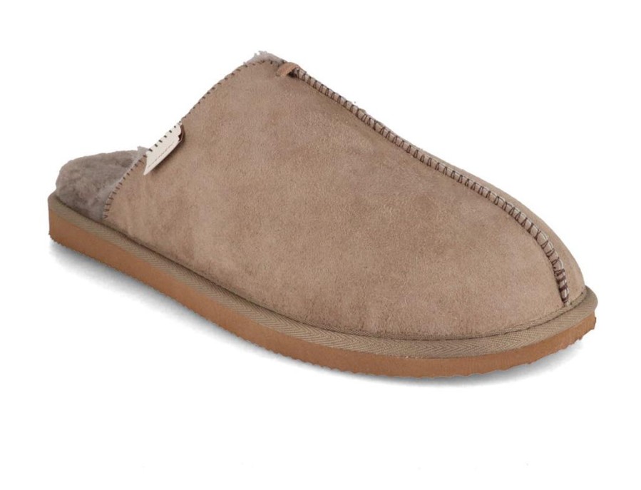 Men Shepherd | Shepherd Men Lambskin Slippers 'Hugo', Stone