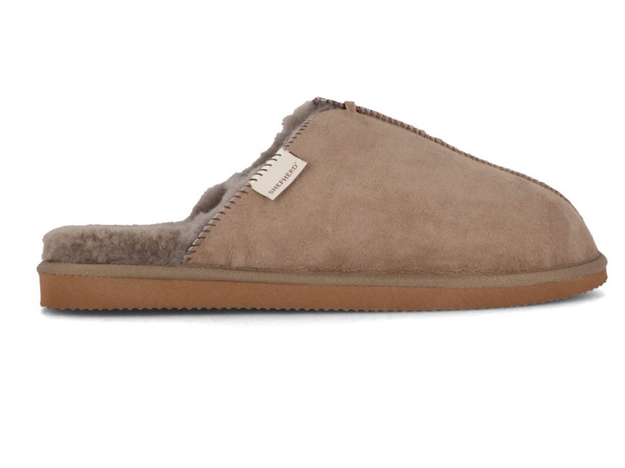 Men Shepherd | Shepherd Men Lambskin Slippers 'Hugo', Stone