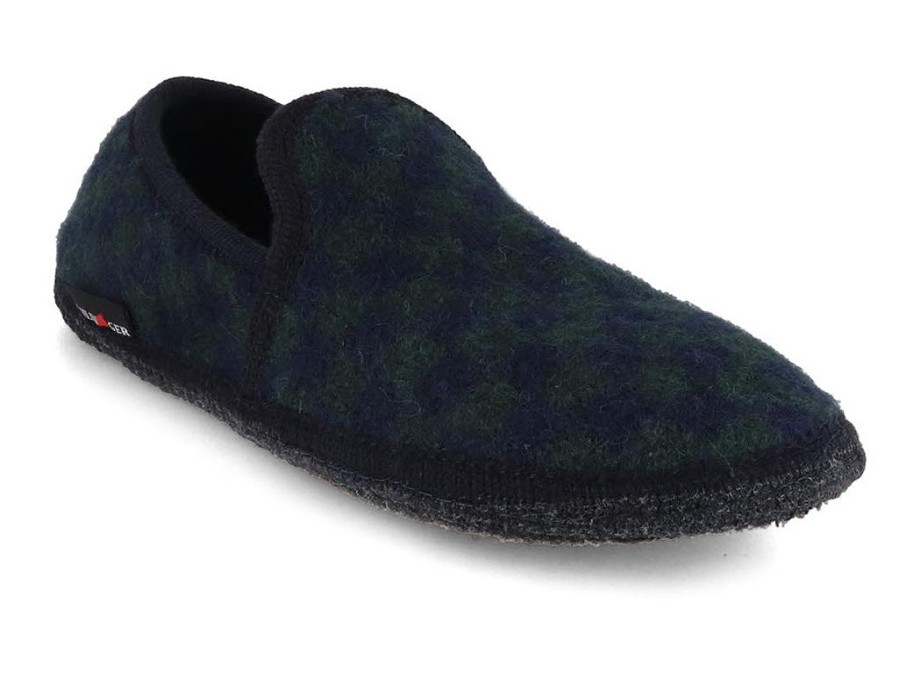 Men Haflinger | Haflinger Women Men Closed Heel Boiled Wool Slippers 'Loafer Chess', Ocean